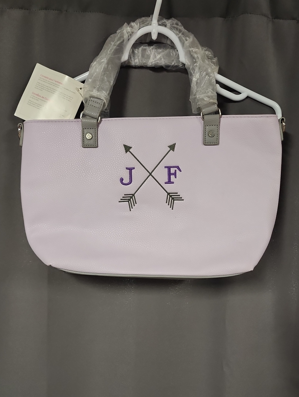 thirty-one Lilac Shoulder Tote with Gray Accents